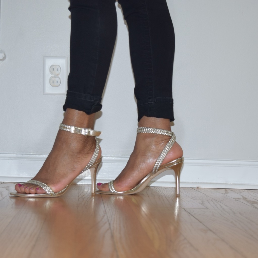 Badgley Mischka Gold Metal Heel Sandal